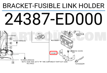 Nissan 24387ED000 BRACKET-FUSIBLE LINK HOLDER