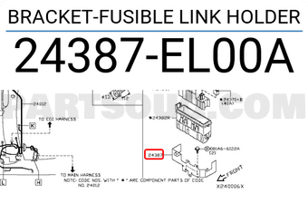 Nissan 24387EL00A BRACKET-FUSIBLE LINK HOLDER