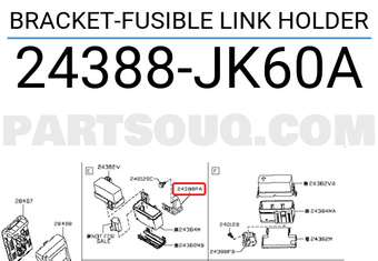 Nissan 24388JK60A BRACKET-FUSIBLE LINK HOLDER