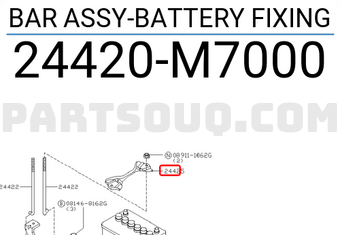 Nissan 24420M7000 BAR ASSY-BATTERY FIXING