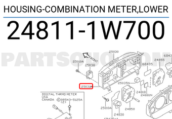Nissan 248111W700 HOUSING-COMBINATION METER,LOWER
