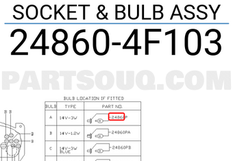 Nissan 248604F103 SOCKET & BULB ASSY