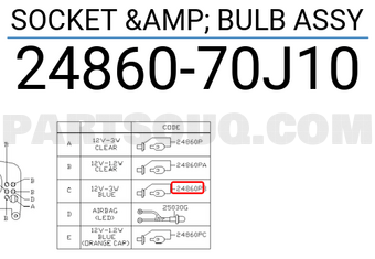 Nissan 2486070J10 SOCKET & BULB ASSY