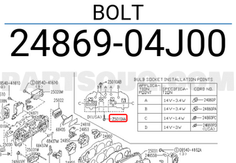 Nissan 2486904J00 BOLT