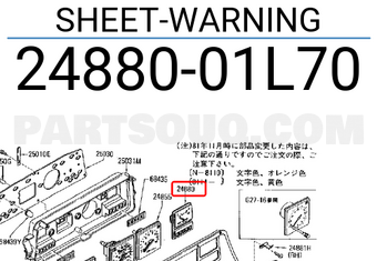 Nissan 2488001L70 SHEET-WARNING