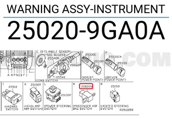Nissan 250209GA0A WARNING ASSY-INSTRUMENT