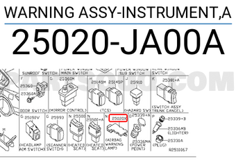 Nissan 25020JA00A WARNING ASSY-INSTRUMENT,A