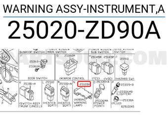 Nissan 25020ZD90A WARNING ASSY-INSTRUMENT,A