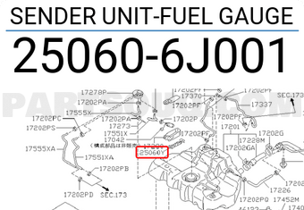 Nissan 250606J001 SENDER UNIT-FUEL GAUGE