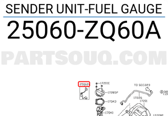 Nissan 25060ZQ60A SENDER UNIT-FUEL GAUGE
