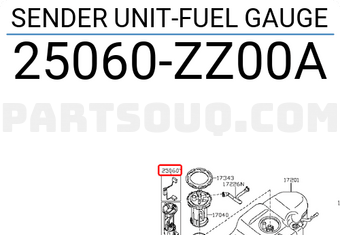 Nissan 25060ZZ00A SENDER UNIT-FUEL GAUGE