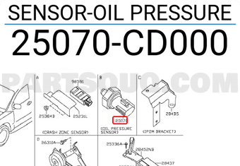 Nissan 25070CD000 SENSOR-OIL PRESSURE