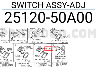 Nissan 2512050A00 SWITCH ASSY-ADJ