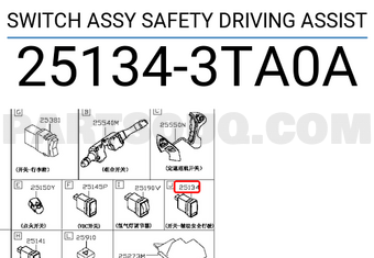 Nissan 251343TA0A SWITCH ASSY SAFETY DRIVING ASSIST