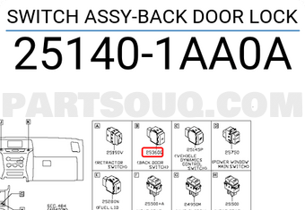 Nissan 251401AA0A SWITCH ASSY-BACK DOOR LOCK