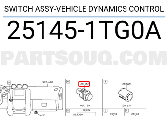 Nissan 251451TG0A SWITCH ASSY-VEHICLE DYNAMICS CONTROL