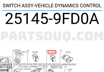Nissan 251459FD0A SWITCH ASSY-VEHICLE DYNAMICS CONTROL