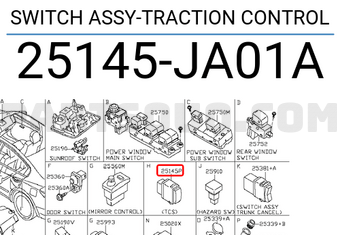 Nissan 25145JA01A SWITCH ASSY-TRACTION CONTROL