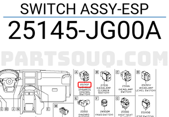 Nissan 25145JG00A SWITCH ASSY-ESP