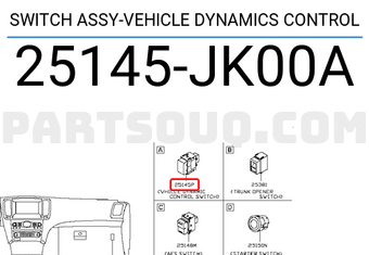 Nissan 25145JK00A SWITCH ASSY-VEHICLE DYNAMICS CONTROL