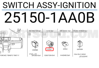 Nissan 251501AA0B SWITCH ASSY-IGNITION