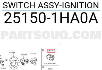 Nissan 251501HA0A SWITCH ASSY-IGNITION