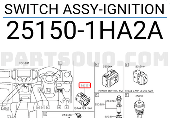 Nissan 251501HA2A SWITCH ASSY-IGNITION