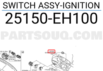 Nissan 25150EH100 SWITCH ASSY-IGNITION