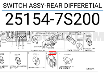Nissan 251547S200 SWITCH ASSY-REAR DIFFERETIAL
