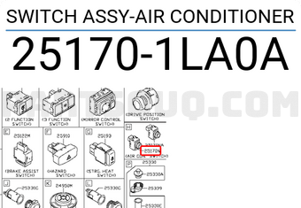 Nissan 251701LA0A SWITCH ASSY-AIR CONDITIONER