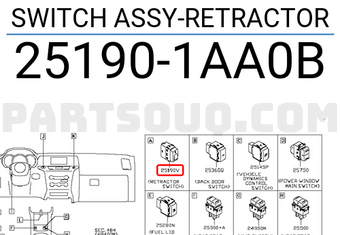 Nissan 251901AA0B SWITCH ASSY-RETRACTOR