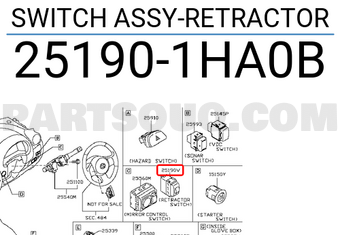 Nissan 251901HA0B SWITCH ASSY-RETRACTOR