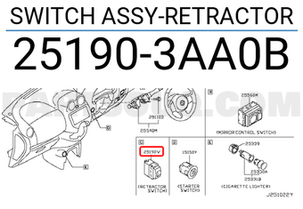 Nissan 251903AA0B SWITCH ASSY-RETRACTOR