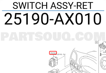 Nissan 25190AX010 SWITCH ASSY-RET