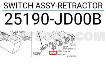 Nissan 25190JD00B SWITCH ASSY-RETRACTOR