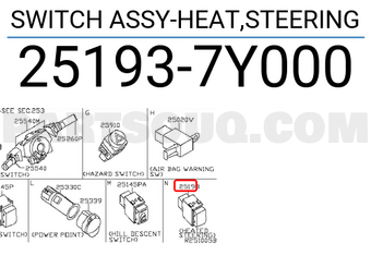 Nissan 251937Y000 SWITCH ASSY-HEAT,STEERING