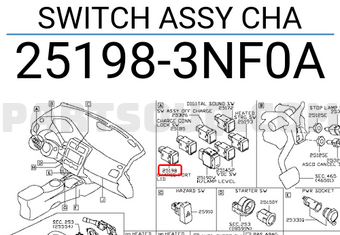 Nissan 251983NF0A SWITCH ASSY CHA