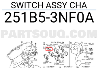 Nissan 251B53NF0A SWITCH ASSY CHA