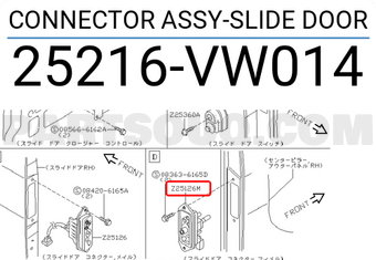 Nissan 25216VW014 CONNECTOR ASSY-SLIDE DOOR