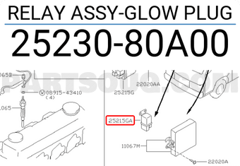 Nissan 2523080A00 RELAY ASSY-GLOW PLUG