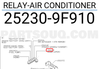 Nissan 252309F910 RELAY-AIR CONDITIONER