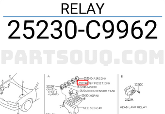 Nissan 25230C9962 RELAY