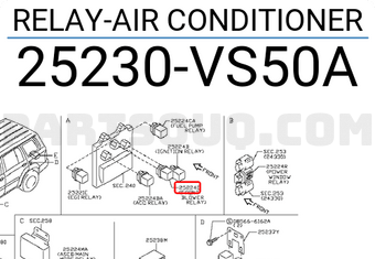 Nissan 25230VS50A RELAY-AIR CONDITIONER