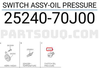Nissan 2524070J00 SWITCH ASSY-OIL PRESSURE