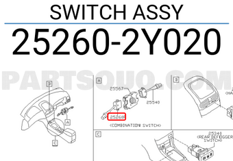 Nissan 252602Y020 SWITCH ASSY