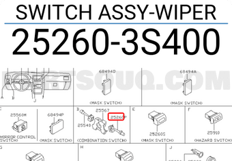 Nissan 252603S400 SWITCH ASSY-WIPER