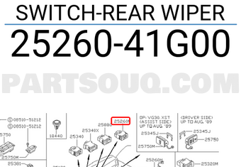 Nissan 2526041G00 SWITCH-REAR WIPER