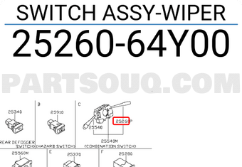 Nissan 2526064Y00 SWITCH ASSY-WIPER