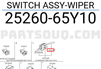 Nissan 2526065Y10 SWITCH ASSY-WIPER