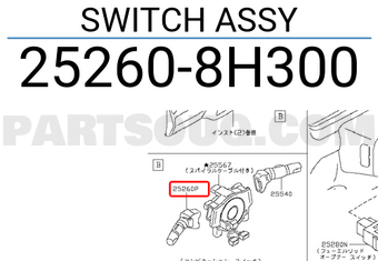 Nissan 252608H300 SWITCH ASSY